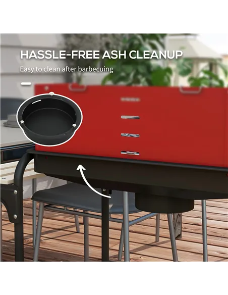 Outsunny Charcoal BBQ, with Five Position Grill Grate - Red