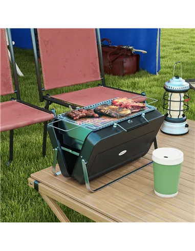 Outsunny Metal Suitable-Style Portable BBQ Grill - Black