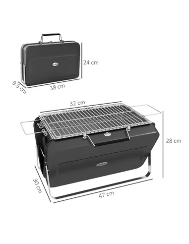 Outsunny Metal Suitable-Style Portable BBQ Grill - Black