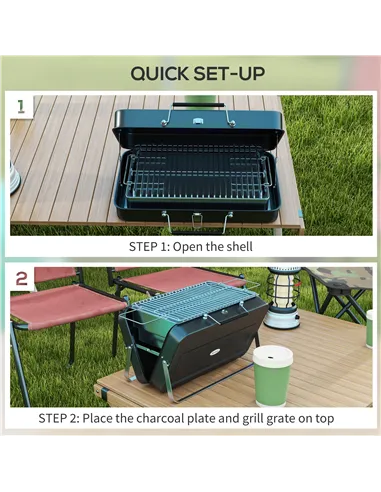 Outsunny Metal Suitable-Style Portable BBQ Grill - Black