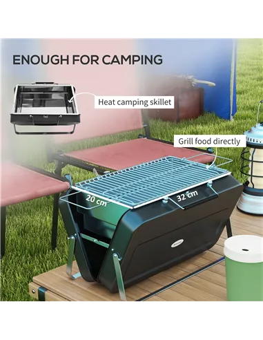 Outsunny Metal Suitable-Style Portable BBQ Grill - Black