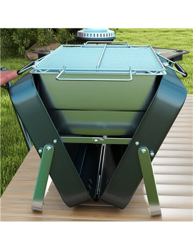 Outsunny Metal Suitable-Style Portable BBQ Grill - Black