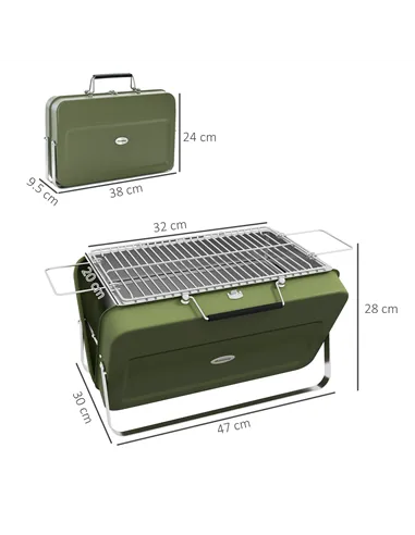 Outsunny Metal Suitable-Style Portable BBQ Grill - Green