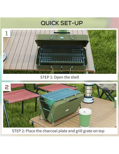 Outsunny Metal Suitable-Style Portable BBQ Grill - Green