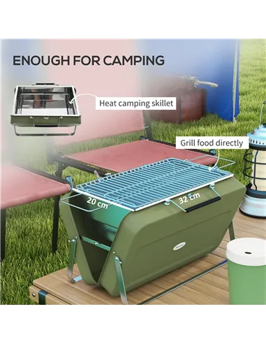 Outsunny Metal Suitable-Style Portable BBQ Grill - Green