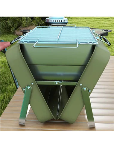 Outsunny Metal Suitable-Style Portable BBQ Grill - Green