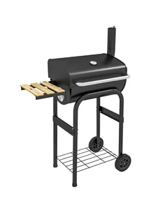 Outsunny Charcoal BBQ, with Thermometer, Shelves and Wheels
