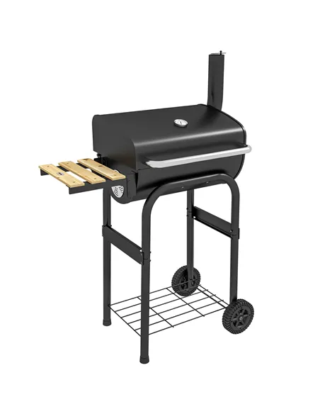 Outsunny Charcoal BBQ, with Thermometer, Shelves and Wheels