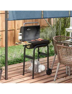 Outsunny Charcoal BBQ, with Thermometer, Shelves and Wheels 2