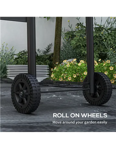 Outsunny Charcoal BBQ, with Thermometer, Shelves and Wheels