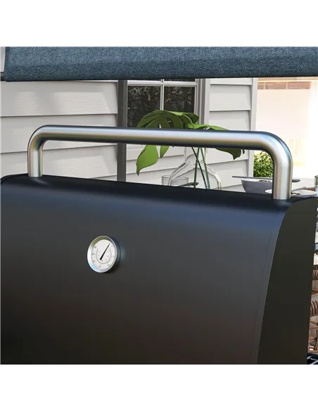 Outsunny Charcoal BBQ, with Thermometer, Shelves and Wheels