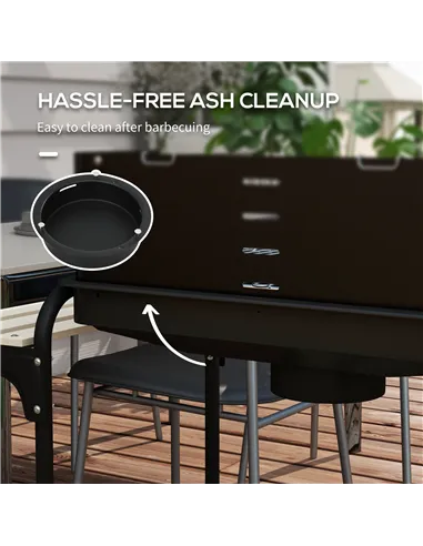 Outsunny Charcoal Barbecue Grill with Adjustable Grill Height, Portable BBQ Trolley with Ash Catcher and Wheels for Outdoor Gard