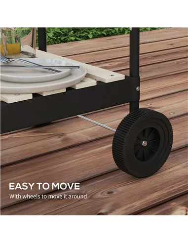 Outsunny Charcoal Barbecue Grill with Adjustable Grill Height, Portable BBQ Trolley with Ash Catcher and Wheels for Outdoor Gard