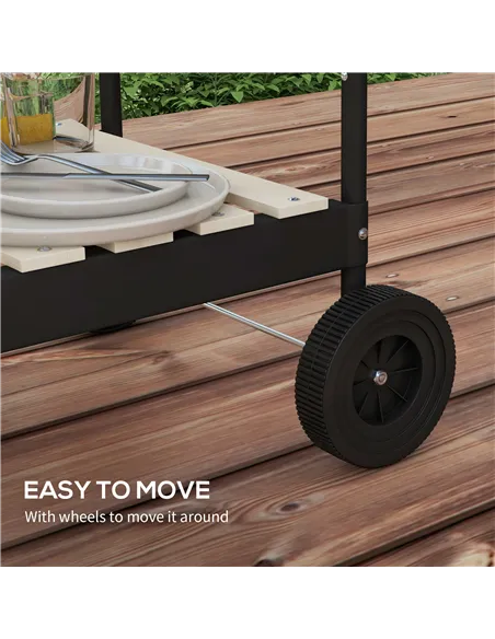 Outsunny Charcoal Barbecue Grill with Adjustable Grill Height, Portable BBQ Trolley with Ash Catcher and Wheels for Outdoor Gard