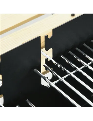 Outsunny Charcoal BBQ Grill, Barbecue Trolley with Double Adjustable Grill, Side Table, Storage Shelf and Wheels for Outdoor Gar