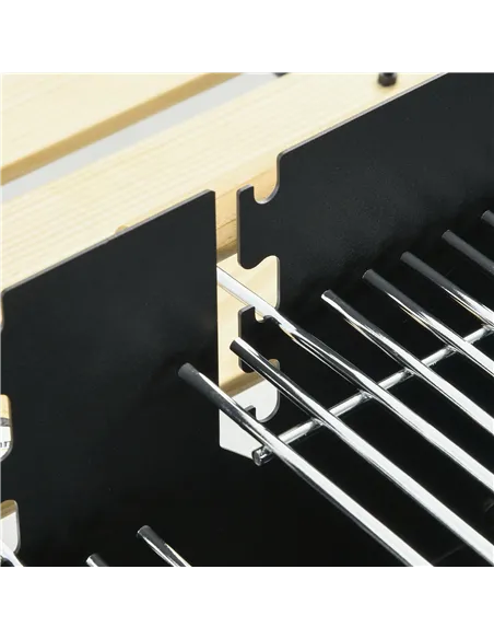 Outsunny Charcoal BBQ Grill, Barbecue Trolley with Double Adjustable Grill, Side Table, Storage Shelf and Wheels for Outdoor Gar