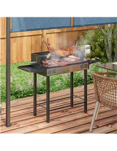 Outsunny BBQ Rotisserie Grill Roaster Charcoal Spit Roasting Machine for Chicken Turkey with 3-Level Grill Grate, Side Shelves 2