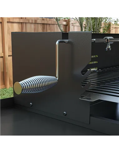 Outsunny BBQ Rotisserie Grill Roaster Charcoal Spit Roasting Machine for Chicken Turkey with 3-Level Grill Grate, Side Shelves