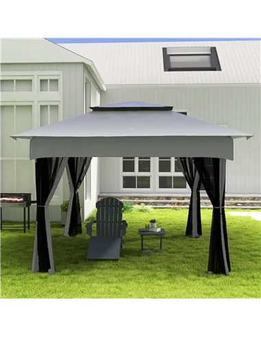 Outsunny BBQ Rotisserie Grill Roaster Charcoal Spit Roasting Machine for Chicken Turkey with 3-Level Grill Grate, Side Shelves