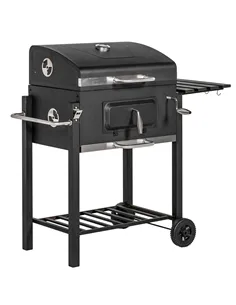 Outsunny Charcoal Grill, with Height-Adjustable Coal Pan - Black