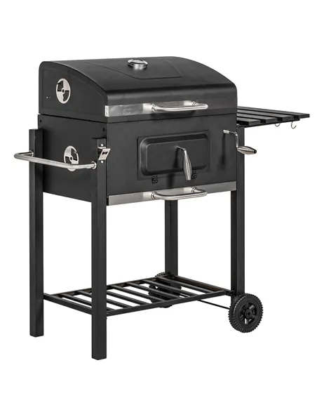 Outsunny Charcoal Grill, with Height-Adjustable Coal Pan - Black
