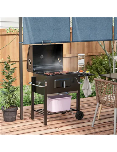 Outsunny Charcoal Grill, with Height-Adjustable Coal Pan - Black