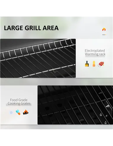 Outsunny Charcoal Grill, with Height-Adjustable Coal Pan - Black