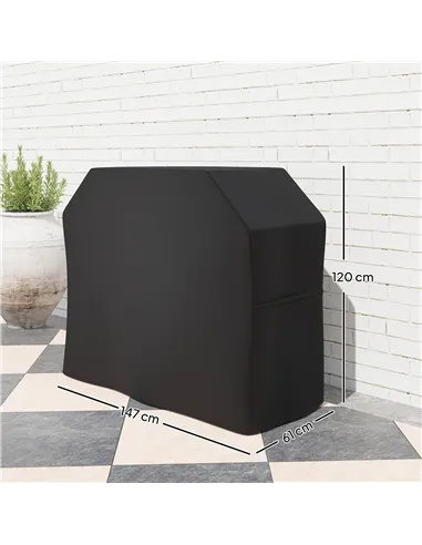 Outsunny 147 x 61cm Plastic Coated Protective Grill Cover - Black