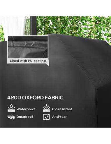 Outsunny 147 x 61cm Plastic Coated Protective Grill Cover - Black
