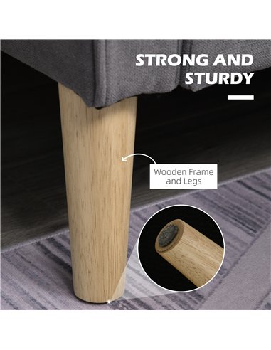 HOMCOM Modern 2 Seater Sofa with Hidden Storage, 117cm Tufted Cotton Couch with Wood Legs, Compact Loveseat for Living Room, Kit