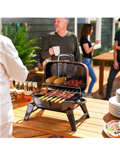 Outsunny Charcoal Barbecue Grill Folding BBQ Grill with 1232 cm² Cooking Area, Adjustable Vent, Thermometer, Handles for Camping 2