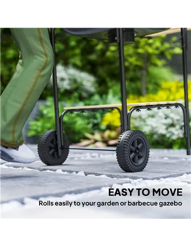 Outsunny Charcoal Barbecue Grill Portable BBQ Grill with 1840 cm² Cooking Area, 3 Shelves, Adjustable Vent, Lockable Lid, Wheels