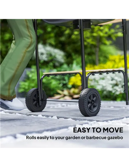 Outsunny Charcoal Barbecue Grill Portable BBQ Grill with 1840 cm² Cooking Area, 3 Shelves, Adjustable Vent, Lockable Lid, Wheels