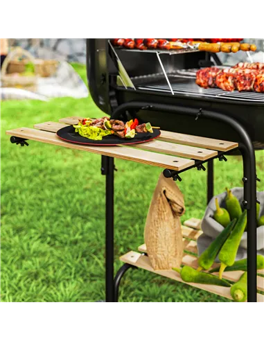 Outsunny Charcoal Barbecue Grill Portable BBQ Grill with 1840 cm² Cooking Area, 3 Shelves, Adjustable Vent, Lockable Lid, Wheels