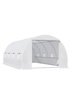 Outsunny 6 x 3 x 2 m Polytunnel Greenhouse, Walk in Polytunnel Tent with Metal Frame, Zippered Door and 8 Windows for Garden and