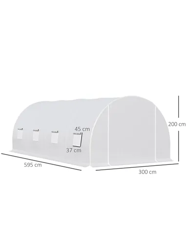 Outsunny 6 x 3 x 2 m Polytunnel Greenhouse, Walk in Polytunnel Tent with Metal Frame, Zippered Door and 8 Windows for Garden and