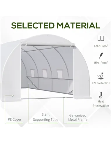 Outsunny 6 x 3 x 2 m Polytunnel Greenhouse, Walk in Polytunnel Tent with Metal Frame, Zippered Door and 8 Windows for Garden and