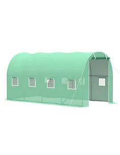 Outsunny Walk-in Polytunnel Greenhouse, Outdoor Garden Tunnel Greenhouse Tent with Zipped Roll-Up Door and 8 Mesh Windows, 4 x 2