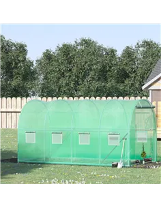 Outsunny Walk-in Polytunnel Greenhouse, Outdoor Garden Tunnel Greenhouse Tent with Zipped Roll-Up Door and 8 Mesh Windows, 4 x 2 2