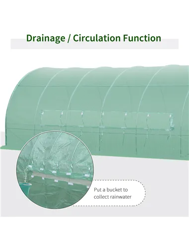 Outsunny Large Polytunnel Walk In Greenhouse, Plant Gardening Tunnel Green House with Metal Hinged Door, Galvanised Steel Frame 