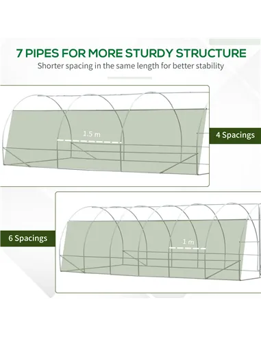 Outsunny Large Polytunnel Walk In Greenhouse, Plant Gardening Tunnel Green House with Metal Hinged Door, Galvanised Steel Frame 