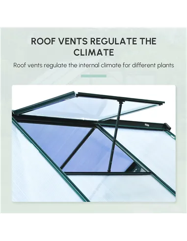 Outsunny 6 x 6ft Polycarbonate Greenhouse, Large Walk-In Green House with Slide Door and Window, Garden Plants Grow House with A