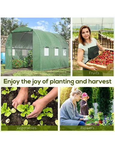 Outsunny Walk-in Polytunnel Greenhouse, Outdoor Garden Tunnel Greenhouse Tent with Zipped Roll-Up Door and 6 Mesh Windows, 3 x 2