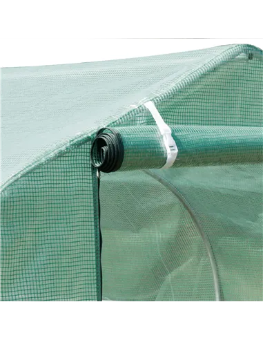 Outsunny Walk-in Polytunnel Greenhouse, Outdoor Garden Tunnel Greenhouse Tent with Zipped Roll-Up Door and 6 Mesh Windows, 3 x 2