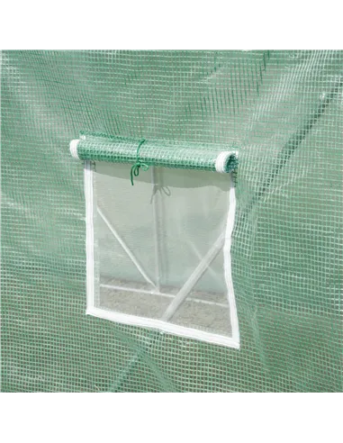 Outsunny Walk-in Polytunnel Greenhouse, Outdoor Garden Tunnel Greenhouse Tent with Zipped Roll-Up Door and 6 Mesh Windows, 3 x 2