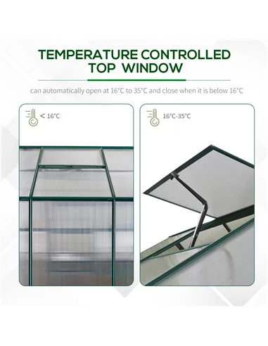 Outsunny 6x6 FT Polycarbonate Greenhouse with Base and Raised Bed, Walk-in Greenhouse with Aluminium Frame, Temperature Controll