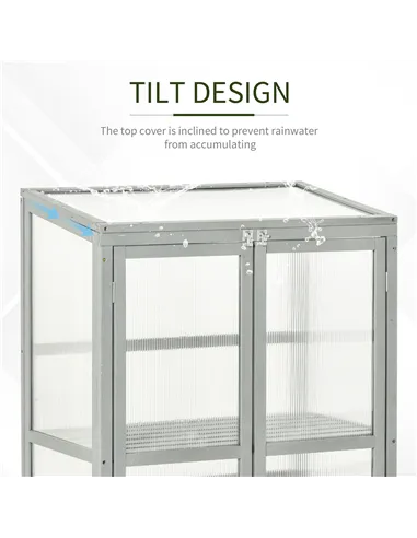 Outsunny Wooden Cold Frame Greenhouse Polycarbonate Garden Grow House for Flower Vegetable Plants with Adjustable Shelf, Double 