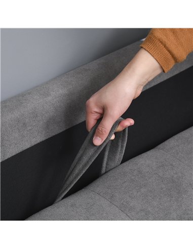 HOMCOM Modern 2 Seater Sofa with Hidden Storage, 117cm Tufted Cotton Couch with Wood Legs, Compact Loveseat for Living Room, Kit