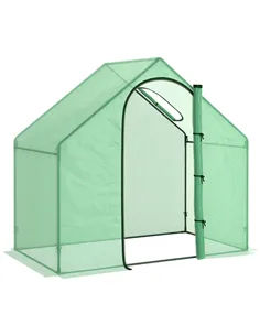 Outsunny Walk In Tomato Greenhouse Garden Outdoor Mini Greenhouse Flower Planter Steel Frame with Zipped Door & Window, PE Cover