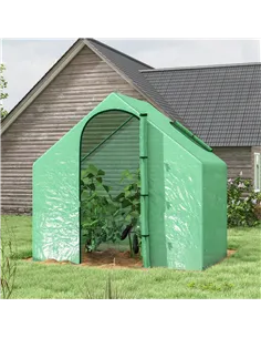 Outsunny Walk In Tomato Greenhouse Garden Outdoor Mini Greenhouse Flower Planter Steel Frame with Zipped Door & Window, PE Cover 2